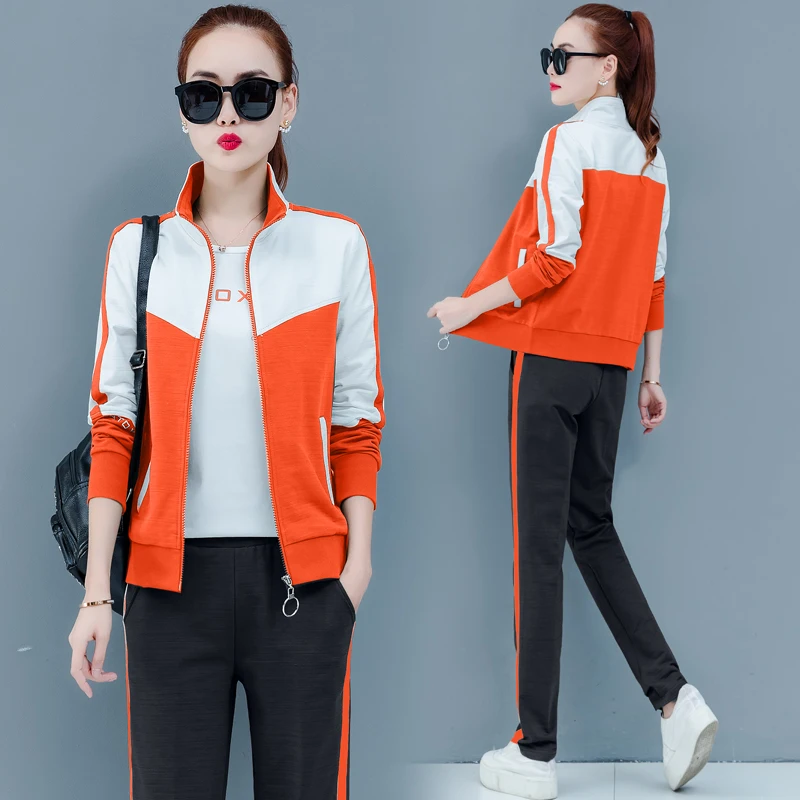 

Korean Fashion Leisure Suits New Big Yards Long Sleeve Fleece Three-Piece Suit Hoodies Sweatshirt Pants Casual Clothes Leisure