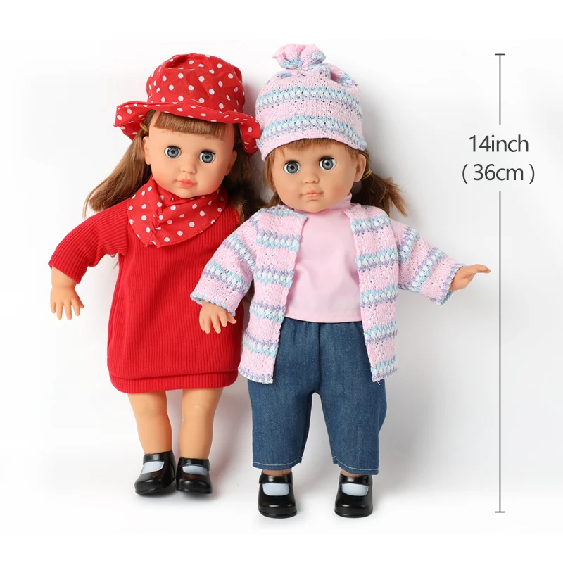 

14 Inch Reborn Doll Clothes Kids Toys Long Hair 36cm Cartoon Soft Silicone Lifelike Reborn Baby Sound DollToys for Girls Gifts