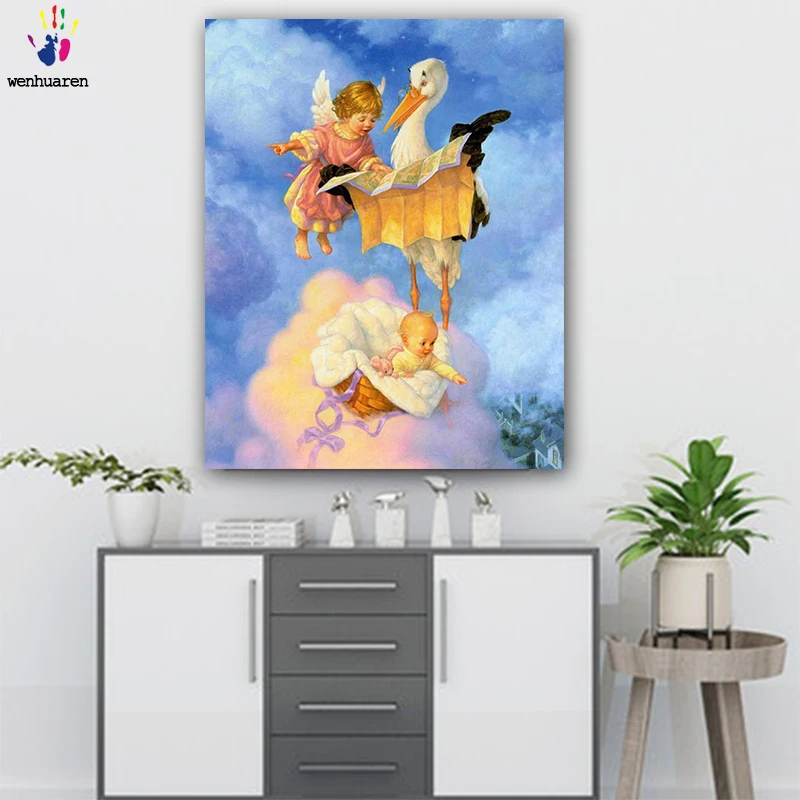 DIY картинки для раскраски по номерам с цветами Мультфильм иллюстрация картина