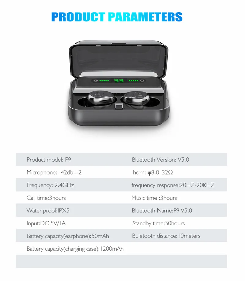 TWS F9 8D беспроводные наушники Bluetooth 5,0 наушники светодиодный дисплей 1300 мАч power Bank гарнитура в ухо mi Airdots для Xiao mi Red mi