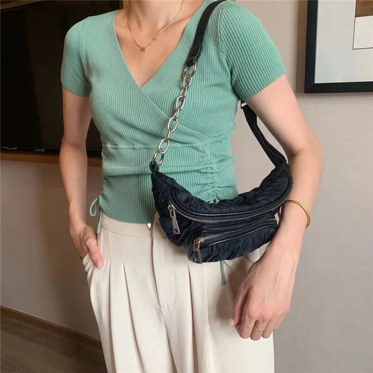 Женская сумка Кроссбоди с цепочкой летняя разноцветная нейлоновая через плечо