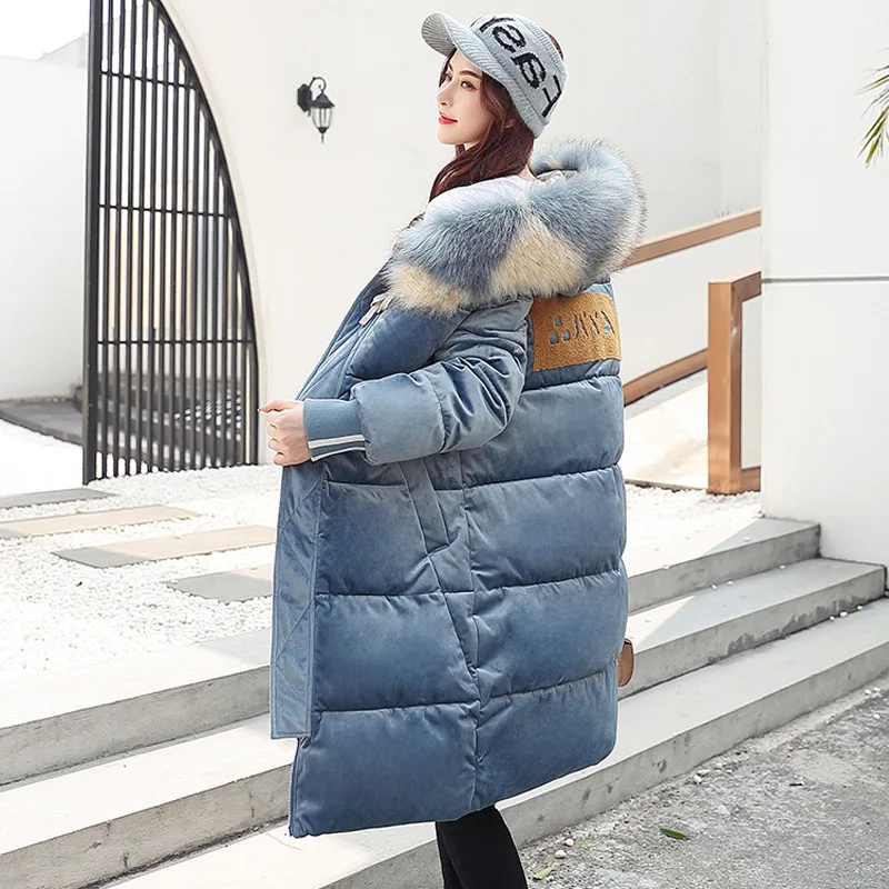 2019 новые зимние парки женские золотые бархатные хлопковые пуховики воротник из