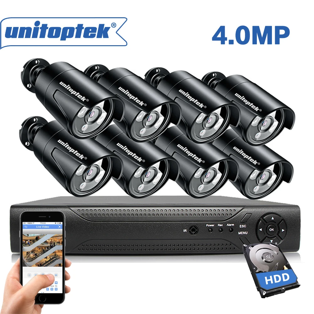 H.265 8CH 4MP CCTV комплект видеонаблюдения POE NVR HDMI видео выход 8 шт. IP камера Открытый