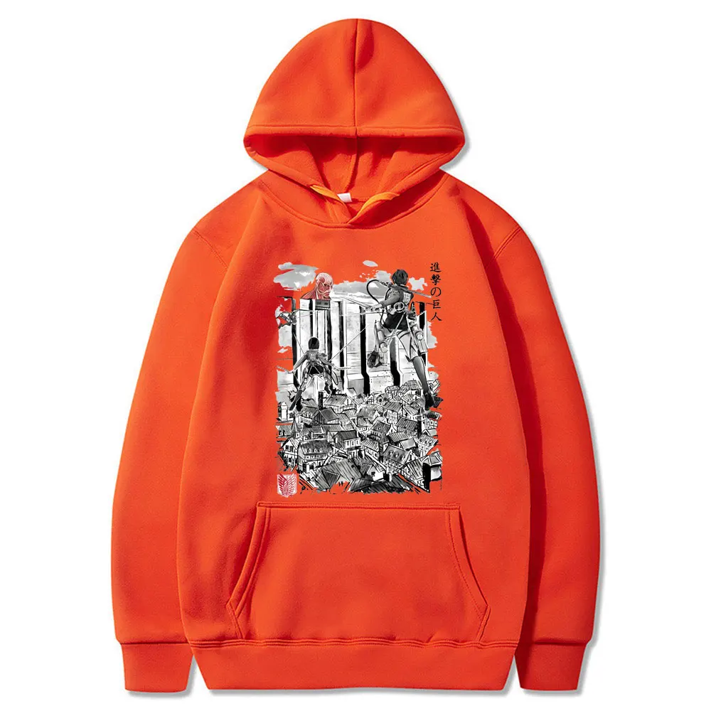 

Japanese Anime Attack on Titan Hoodies Men Kawaii Japanese Cartoon Harajuku Sweatshirts Cool Streetwear Graphic Hoody Male 90s