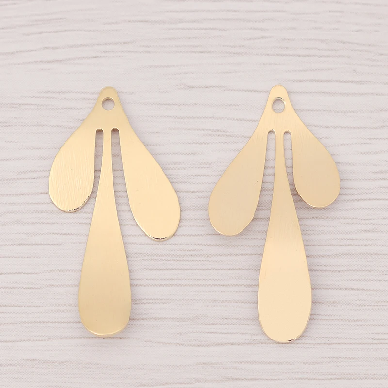 

10pcs/lot Genuine Gold Plating Leaf Irregularity Earrings Charms For DIY Earring Jewelry Making Findings Accessories 35x18mm