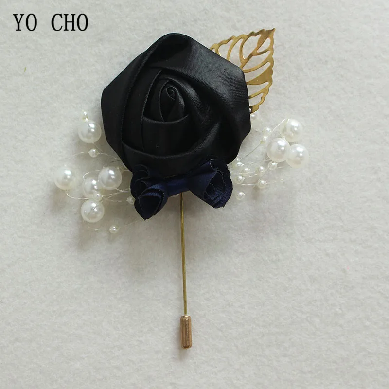 Нежная свадебная бутоньерка YO CHO для мужчин искусственные цветы с золотыми