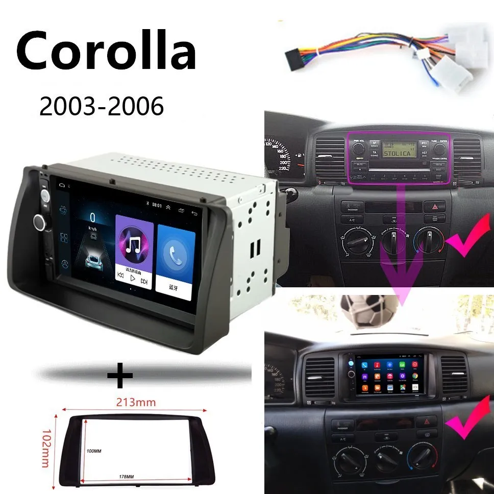 Автомобильный мультимедийный плеер 7 дюймов Android 8 1 2 DIN для Toyota Corolla android 2din радио GPS