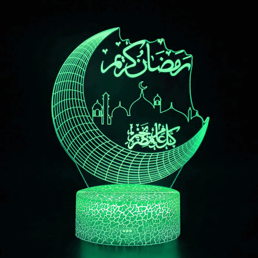 

3D LED Acrylic Lamp Touch Control Bedside Table Light Ramadan Eid Mubarak Ornament Islamic Muslim Festival Party Home Decor