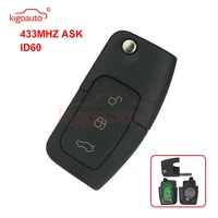 kigoauto 433mhz 4d60 chip 3 buttons flip folding remote control key for ford focus fiesta 2013 fob case with hu101 blade