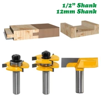 3pcs 12mm 12inch shank tongue groove joint assemble router bits 34 stock t slot tenon cutter milling for wood woodworking