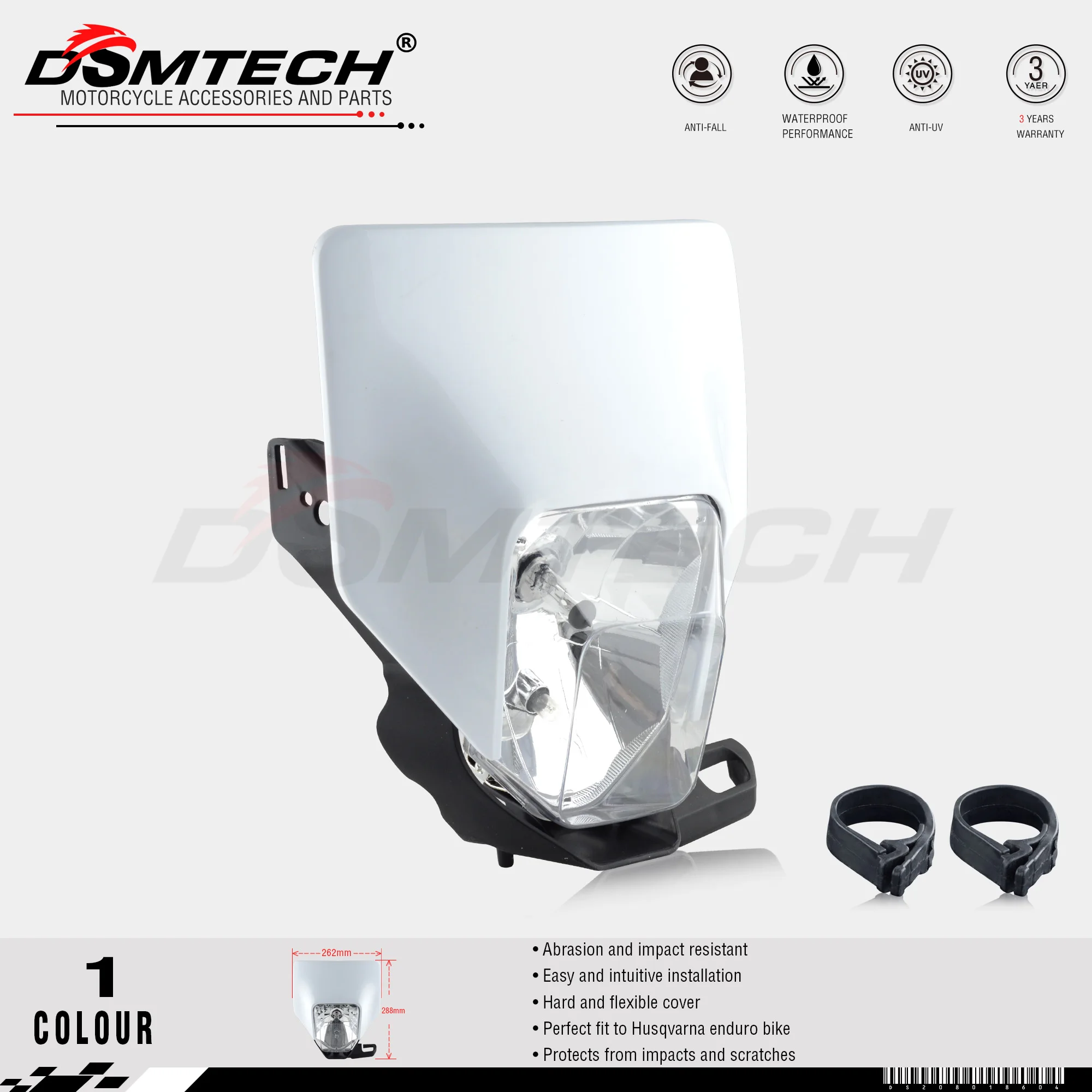 

DSMTECH Motorcycle Headlight Headlamp Head Light Lamp Supermoto Fairing For HUSQVARNA FE TE 2018 17 MX Dirt Bike En