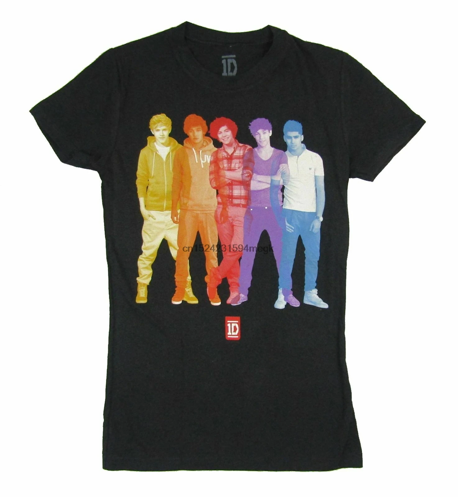 

One Direction Color Portraits Girls Juniors Black T Shirt New Official 1D