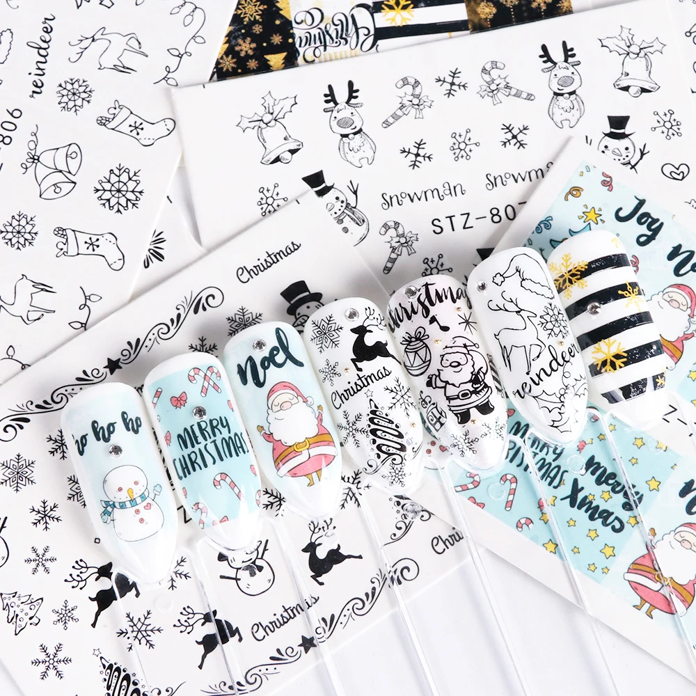 1 шт. Водные Наклейки для ногтей рождественские Новогодние украшения наклейки