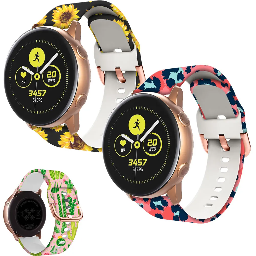 

Силиконовый ремешок для часов Galaxy watch active 2, 20/22 мм, для Galaxy Watch 3, 41/45 мм, для Haylou Solar LS05, женский ремешок с принтом