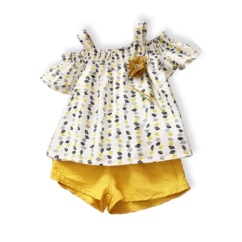 

Children's Clothing Suit Girls Summer New Korean Style Strapless Short-sleeved Top Shorts Two-piece Set Boutique Kids Clothing