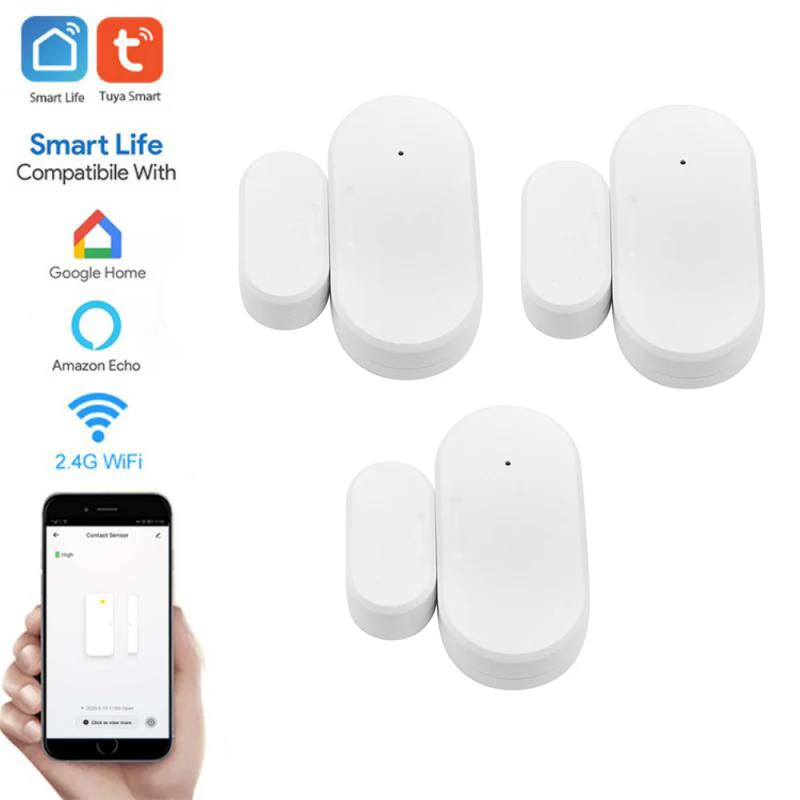 Датчик окон и дверей Tuya Smart ZigBee детектор ворот охранная сигнализация работает с
