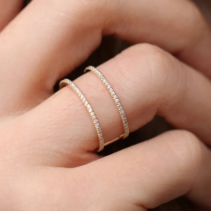 

Creative Two-Row White Crystal Hollow Ring for Women Party Wedding Engagement Rings Female Hand Womens Costume Jewelry