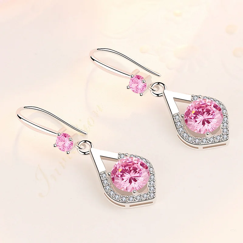 Korean hot sale Water drop earrings multicolor Ear Studs New shiny Zircon eardrop long earring silver Plated female jewelry | Украшения и