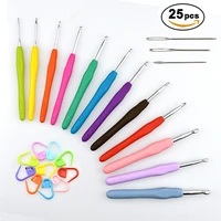 25pcsset 8mm 2mm silicone aluminum crochet hooks knitting sewing needles kit sweater clothes bag diy accessory at random