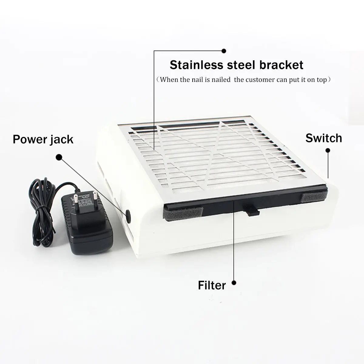 

40W New Strong Power Nail Dust Collector Nail Fan Art Salon Suction Dust Collector Machine Vacuum Cleaner Fan