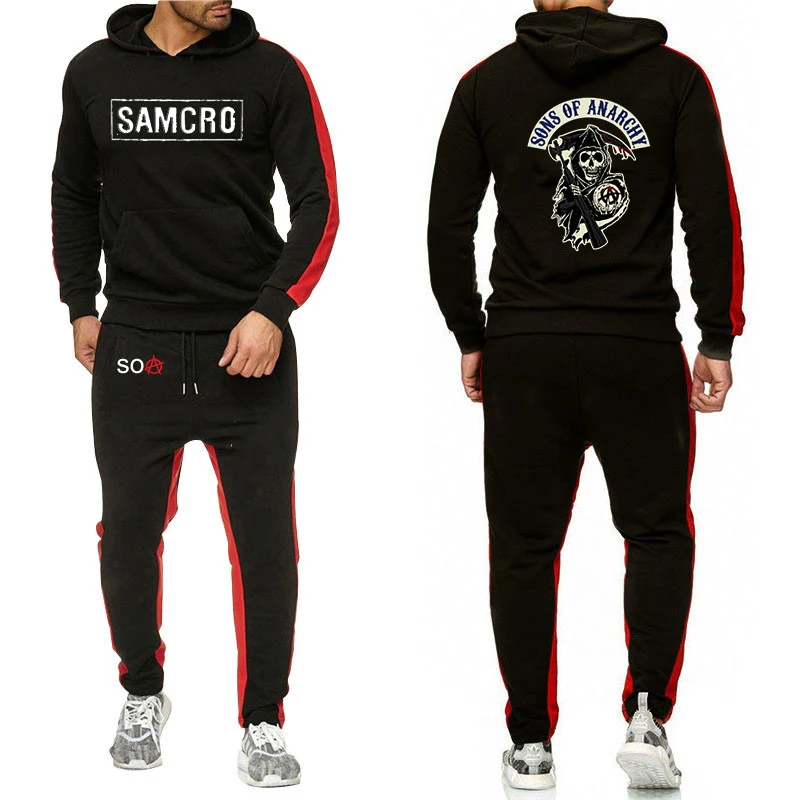

Spring Autumn Sons Of Anarchy Sweatshirts Men SOA Hoodies Set Brand Sweatpants Male Cotton SAMCRO Trousers Casual Pullover Suits