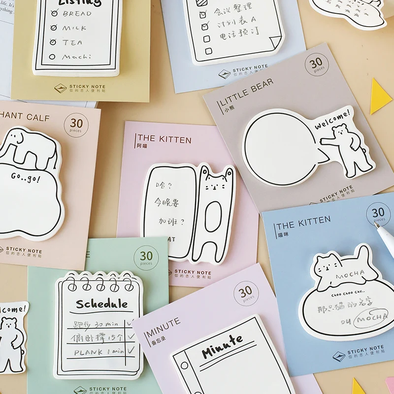 4 шт./партия Симпатичные животные блокнот для заметок на клейкой основе кота