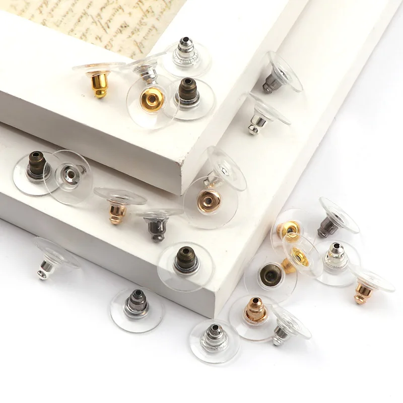 100 шт. 11 мм позолоченные серьги цилиндрические полимерные резиновые аксессуары