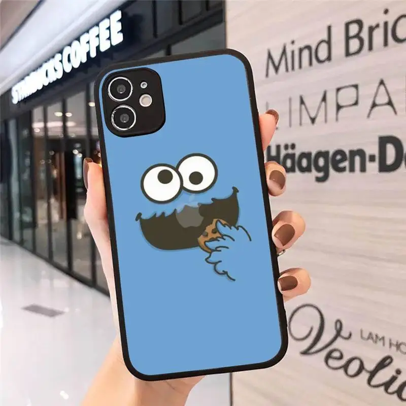 

Cartoon Cookie monster Phone Case Matte Transparent for iPhone 7 8 11 12 s mini pro X XS XR MAX Plus cover funda