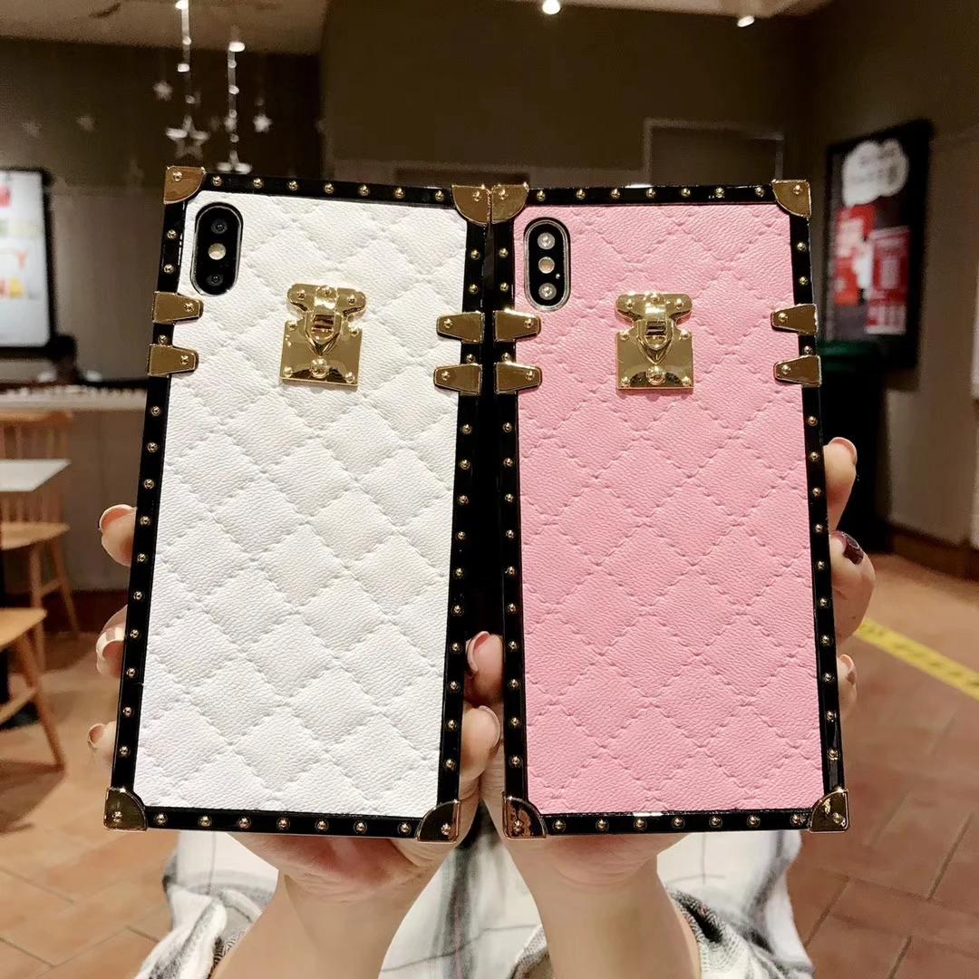 Чехлы из искусственной кожи ягненка для iPhone 11 12 13 Pro X XR XS Max MIni 8 7 6s Plus квадратный