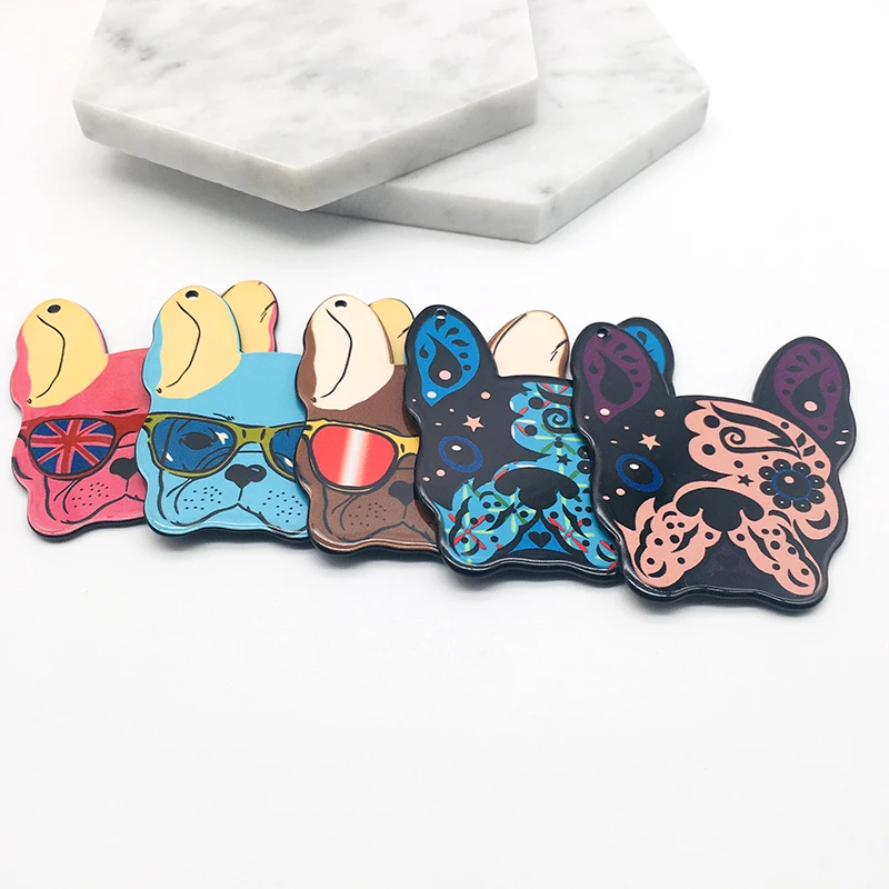 5 шт. акриловые подвески в виде французского бульдога мопса собака брелки серьги