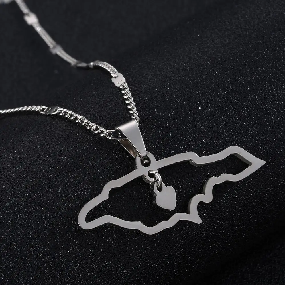 Ювелирные изделия из нержавеющей стали с картой Ямайки|Ожерелья подвеской| |