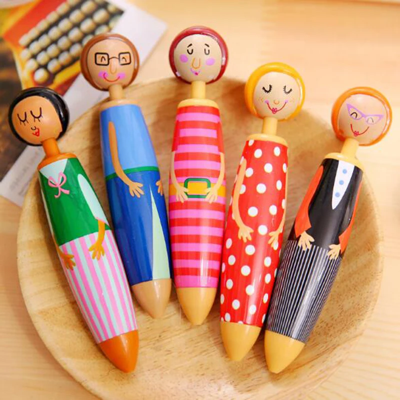 

300 pcs/Lot Cute Little Girl Chunky Doll Villain Ballpoint pen Funny style 0.5mm blue ink Gift Stationery Office school supplies