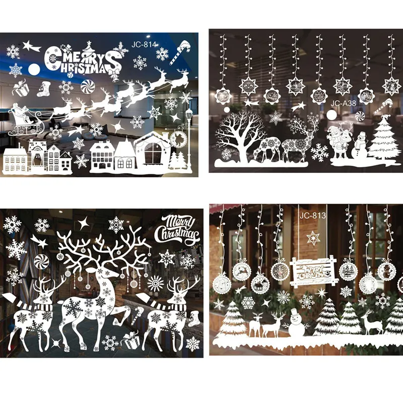 

New Year 2022 Window Glass PVC Wall Sticker Christmas DIY Snow Town Wall Stickers Home Decal Xmas Decoration for Home Supplies