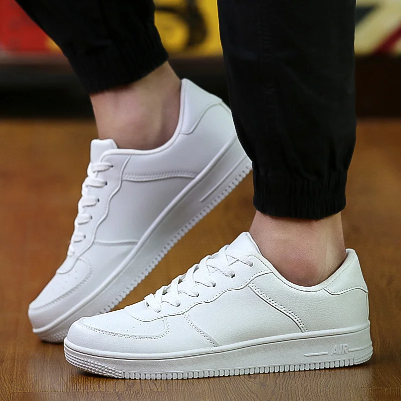 Модная мужская обувь Мужская Вулканизированная дышащие белые кроссовки Новинка