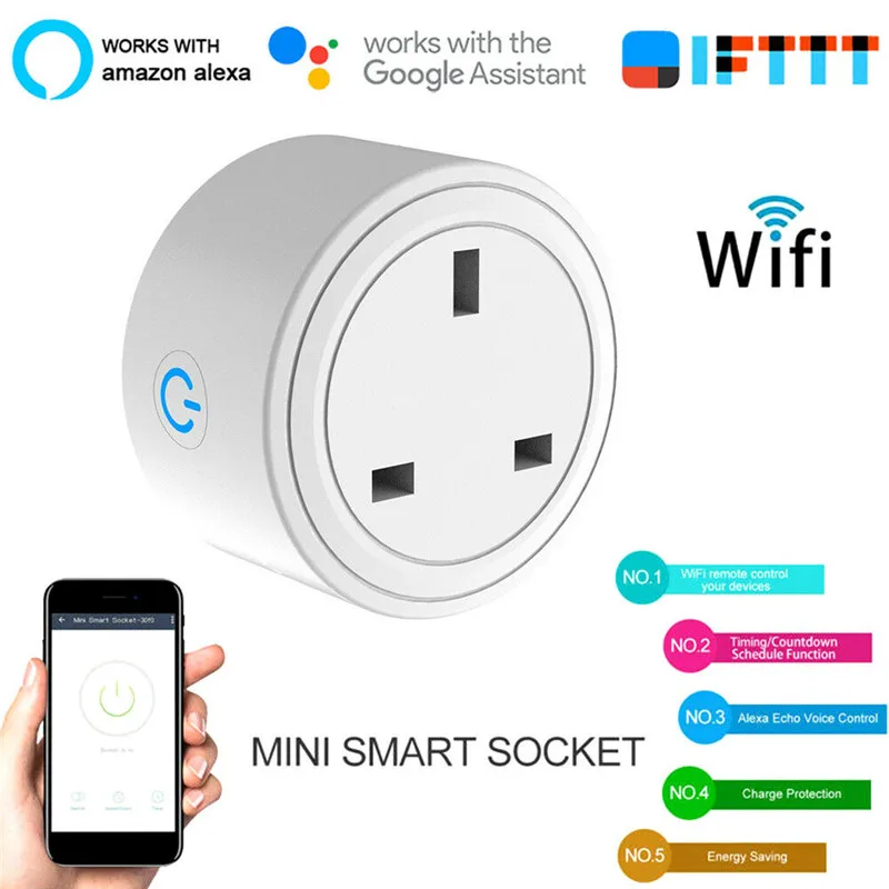 Умная розетка с Wi-Fi для Amazon Alexa Echo Google Assistant Homekit Mini Enchufe Inteligente | Электроника
