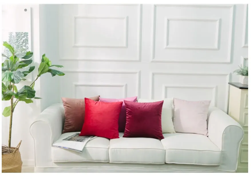 Nordic Style Velvet Pillowcase Simple Solid Throw Cushion Covers Square Pillow Cover for Bedroom Sofa Living Room Decoration