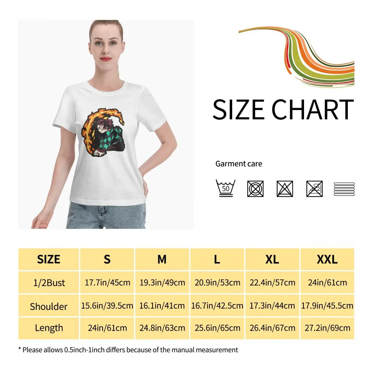 

Anime Fans Kamado Tanjirou 10 women's T Shirts Not easy to shrink Short sleeveRound neck T-shirt