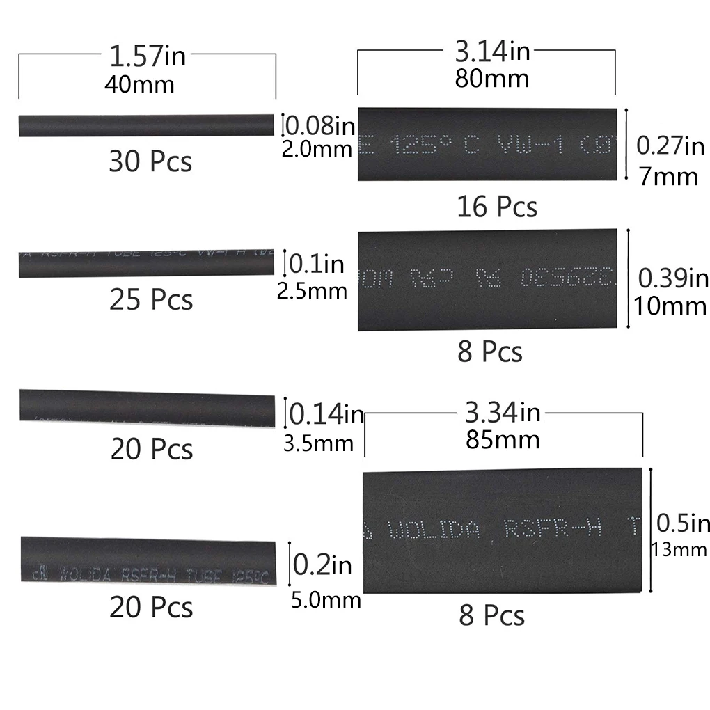 

127/328/530PCS/Set Heat Shrink Tubing Electrical Wrap Wire Cable Sleeves PE 2:1 Insulated Sleeving