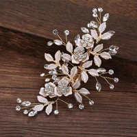leaves flower champagne hair clip trimmed hair decoration bridal wedding hair accessories