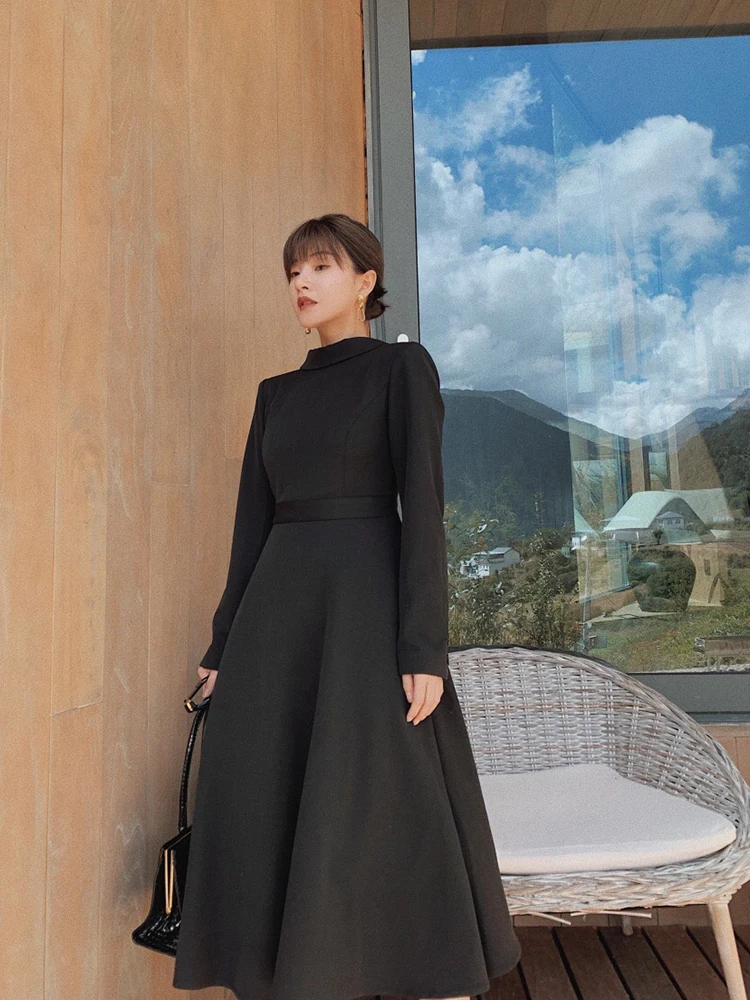 Корейское зимнее платье 2019 женская обувь Модные Винтажные напротив одежда