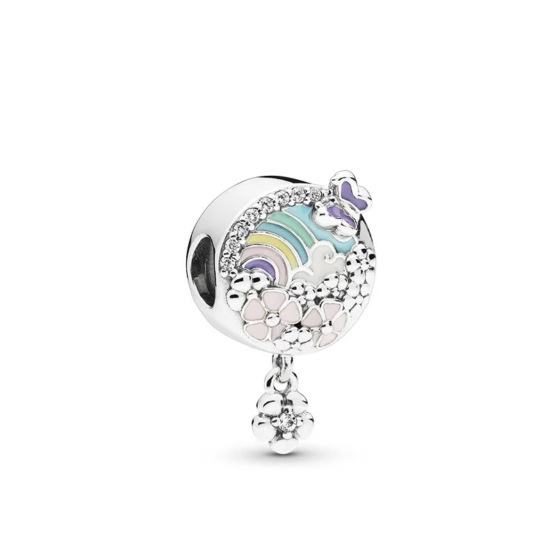 Посеребренные шармы бусины в форме сердца и единорога для браслетов