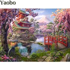 Алмазная 5D картина Mt Fuji из Японии, Набор для вышивки крестиком, полностью квадратная, круглая, вишневый цвет, храм