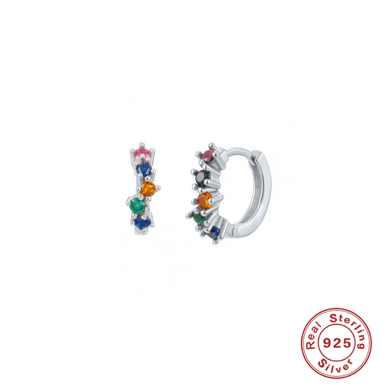 Женские серьги-кольца с кристаллами циркония из серебра 925 пробы | Украшения и