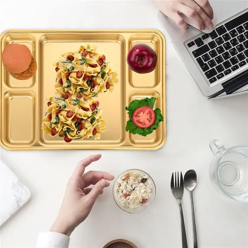 

1Pc Stainless Steel Plate Household Divided Plate Fruit Plate Breakfast Plate