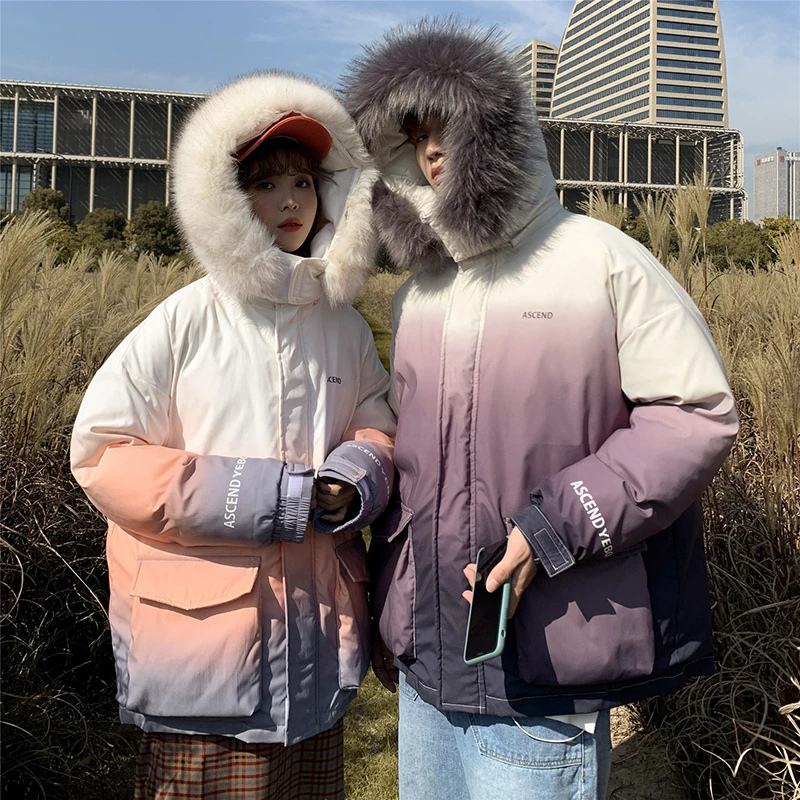 Парка пуховик с подкладкой и меховым воротником в стиле хип хоп|Мужские парки| |