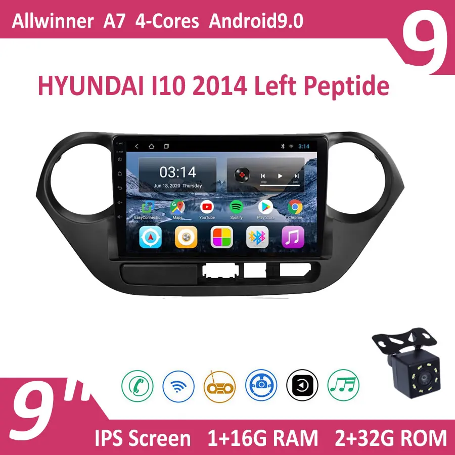9 ''IPS Android HYUNDAI I10 2014 левое пептидное автомобильное радио мультимедиа GPS