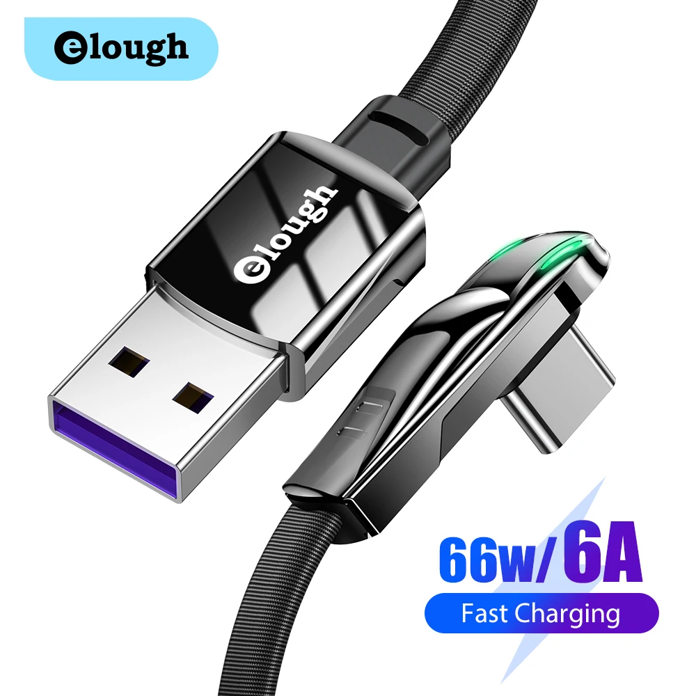 

Elough 6A USB Type C Cable For Huawei P40 P30 Pro Mate 40 Samsung Xiaomi 66W SCP FCP Supercharge USB C Fast Charger Phone Cable