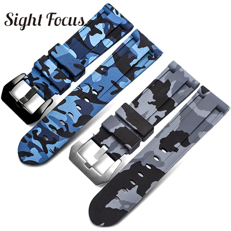 

20mm 22mm 24mm 26mm Camo Blue Grey Watch Bands for Diesel Pam Rubber Silicone Watch Straps Wristwatch Belt Bracelets Men Correa