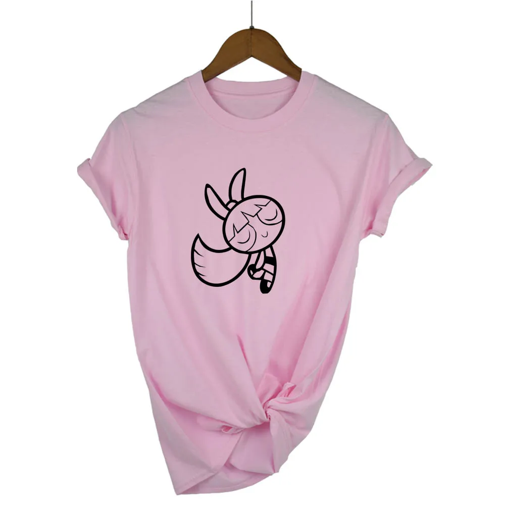 Новинка 2020 Kawaii топы Powerpuff футболка для девочек полиция Харадзюку уличная одежда