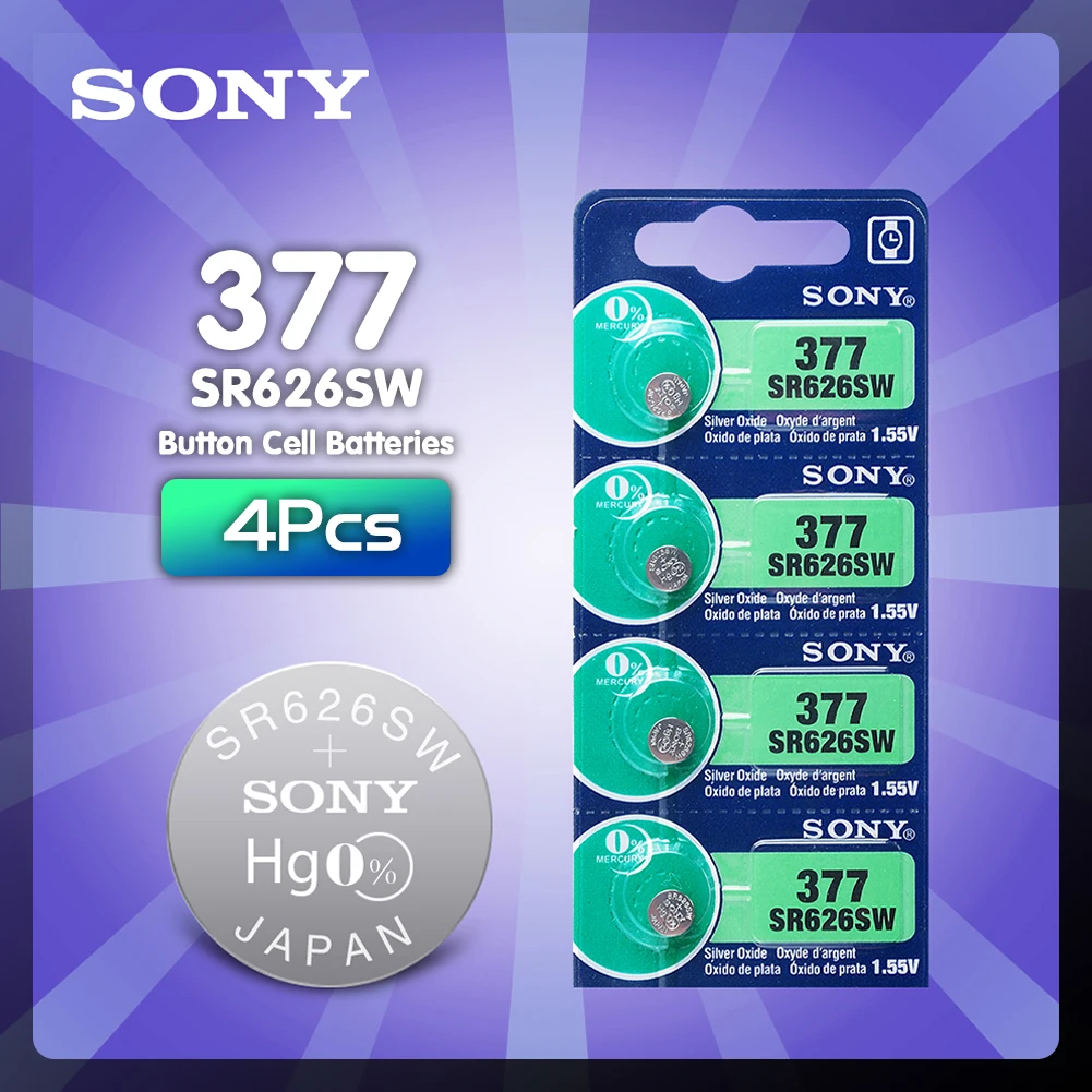 Кнопочная батарейка для часов Sony AG4 377A 1 55 LR626 SR626SW SR66 LR66 сделано в Японии 4 шт./лот
